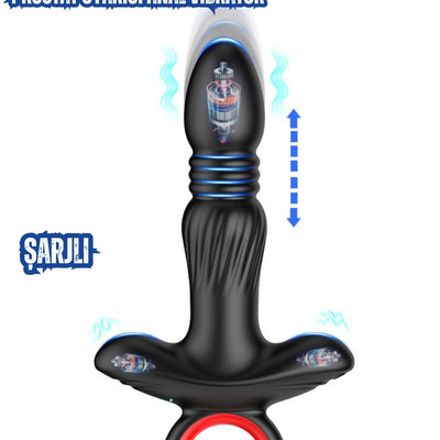 Şarjlı Tutma Aparatlı İleri Geri Hareketli Titreşimli 3 Motorlu Uyarıcı Anal Vibratör
