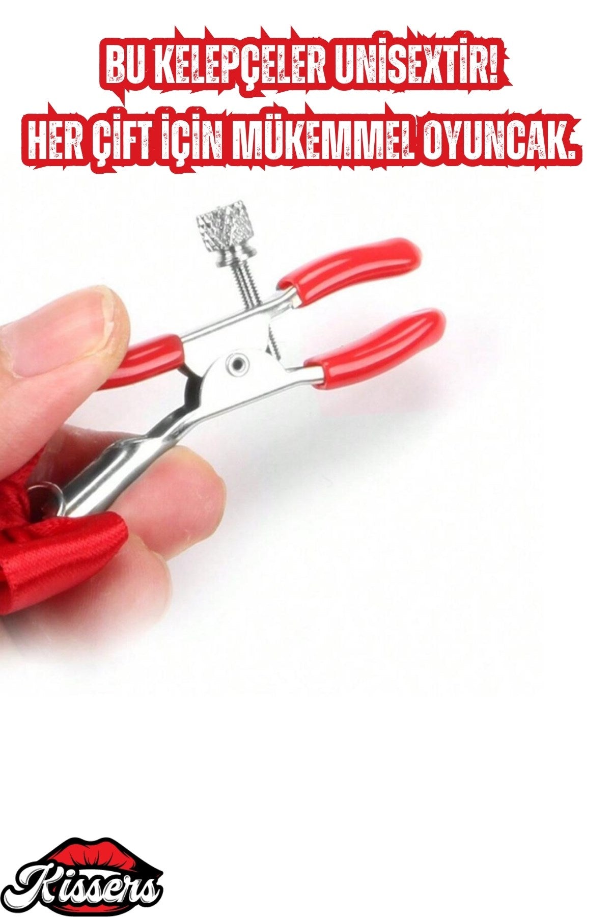 BDSM Kırmızı Kurdeleli Kalp Charm Göğüs Uyarıcı Meme Ucu Klipsi