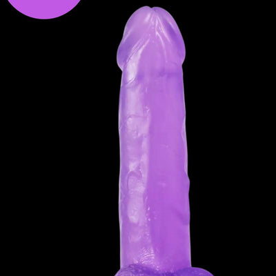 Cinsel Oyuncak Mor Renk Vantuzlanabilir Jel Dokusunda Ultra Yumuşak Realistik Penis Dildo 20.3 Cm