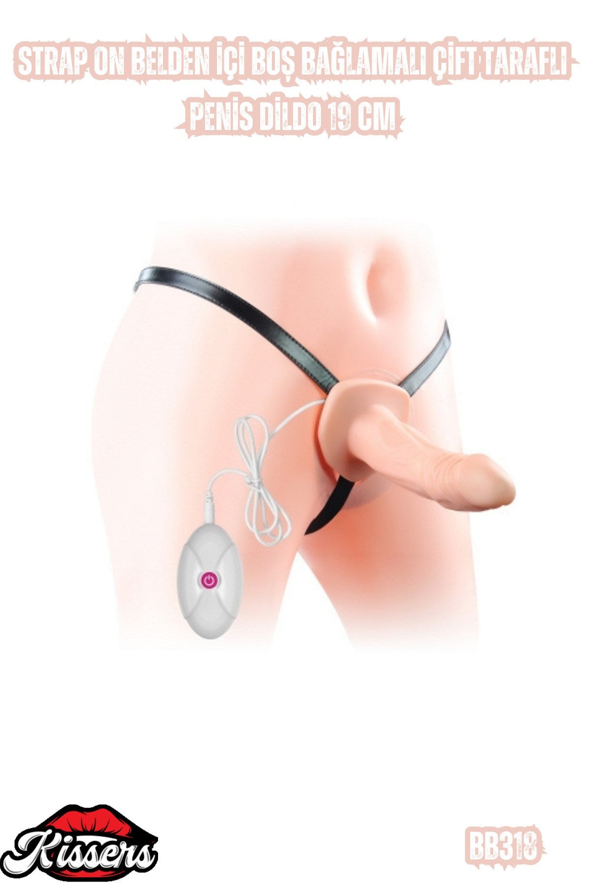 Strap On Belden İçi Boş Bağlamalı Çift Taraflı Penis Dildo 19 Cm