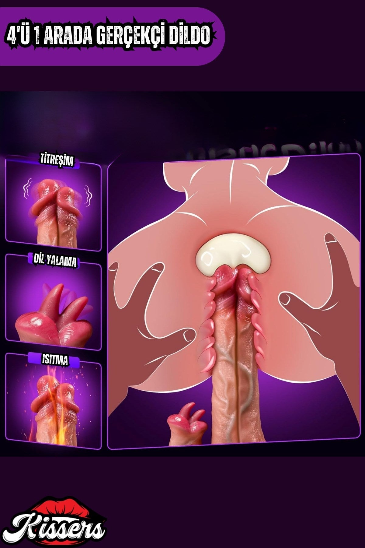 Çift Başlı Uzaktan Kumandalı İleri Geri Hareketli Isıtmalı Rotasyonlu Ten Renk Dildo Penis 23 Cm