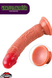 Ultra Yumuşak Damarlı Doku Çift Katmanlı Silikon Gerçekçi Testissiz Dildo Penis 17 Cm