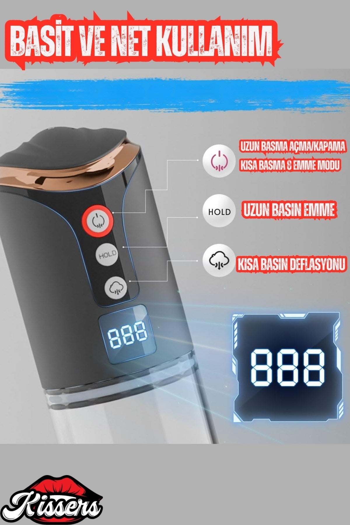 LCD Ekranlı Şarjlı 8 Emiş Modlu Penis Kalınlaştırıcı Uzatıcı Tam Otomatik Penis Pompası