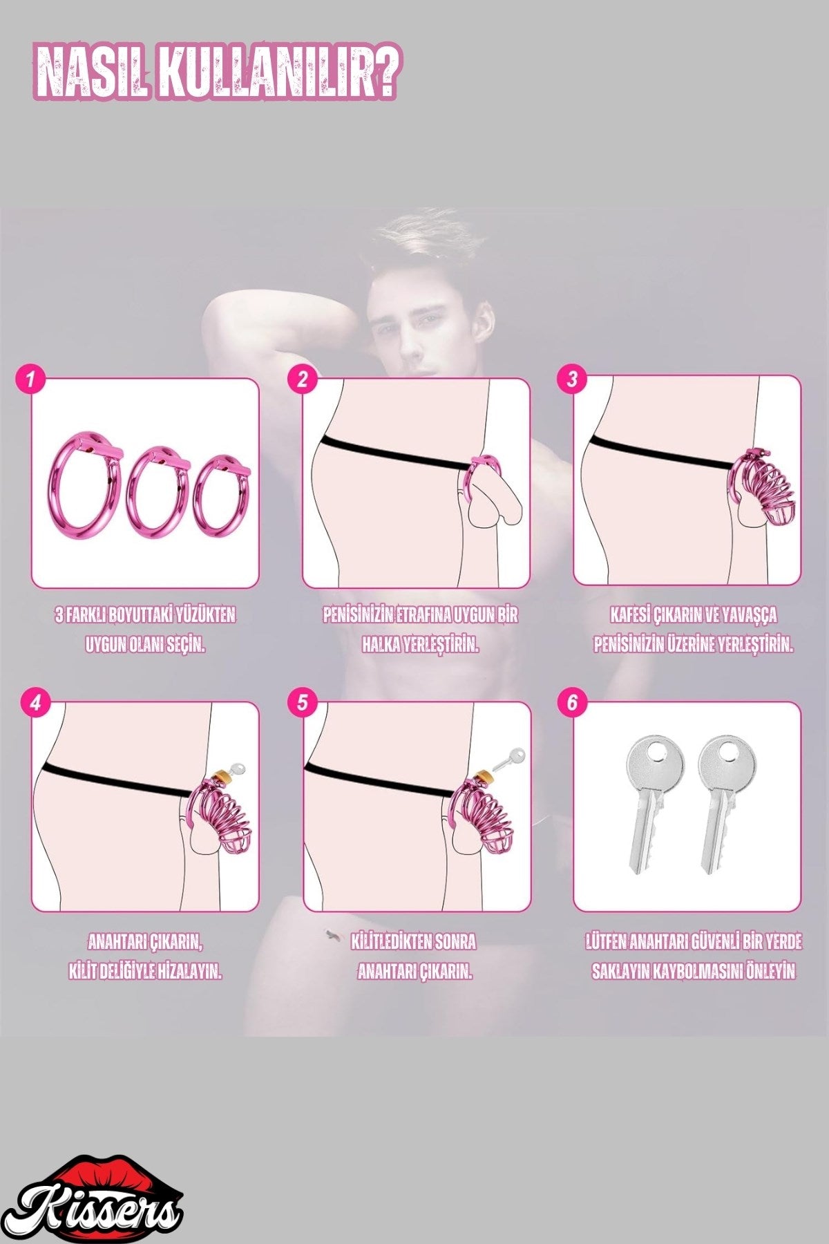 Chastity Cock Cage Erkek Bekaret Pembe Penis Kemerli Esaret Penis Kafesi