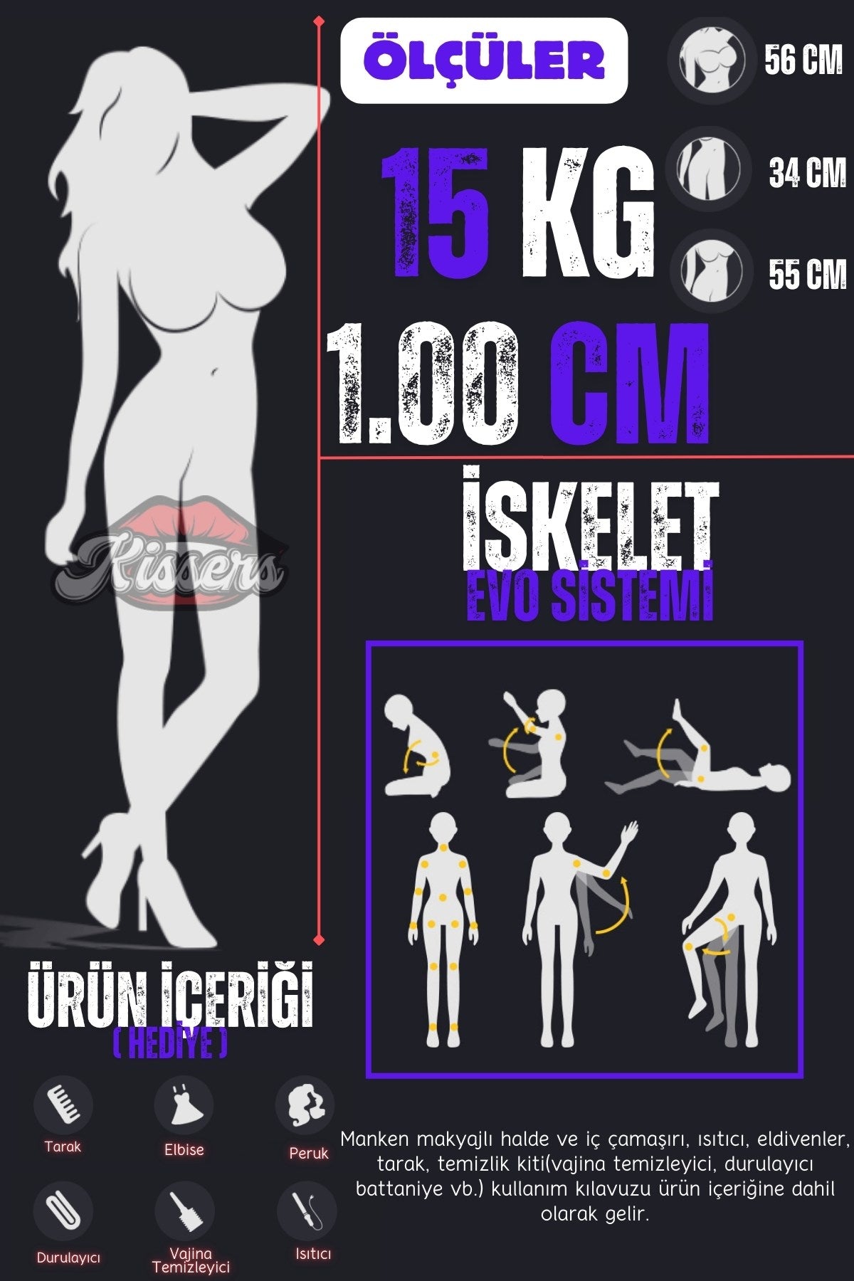 Gerçekçi Yapıda Yeni Nesil Evo İskelet Sistemli Sex Doll Realistik Manken Holly 15 Kg