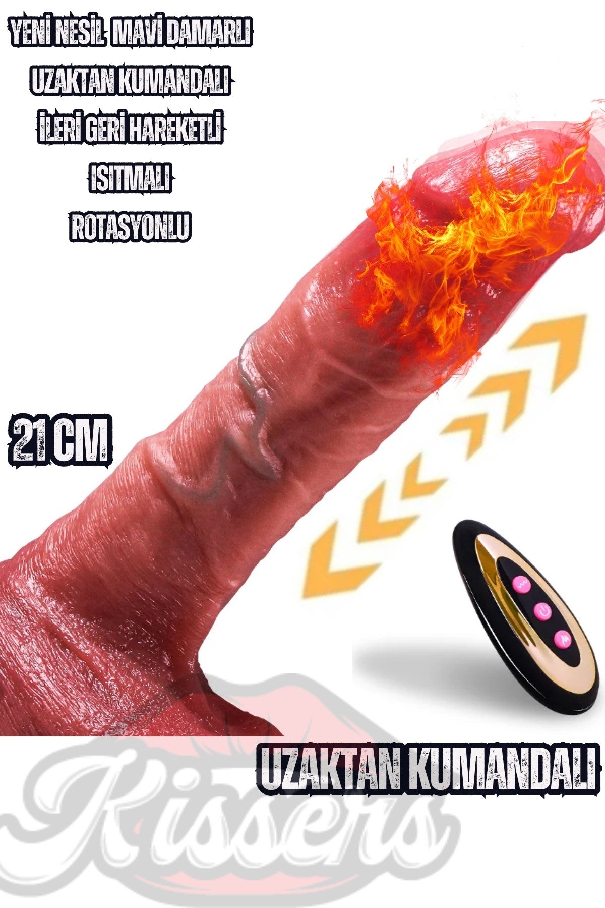 İleri Geri Hareketli Isıtmalı Mavi Damarlı Ultra Realistik Damarlı Dildo Penis 22 Cm