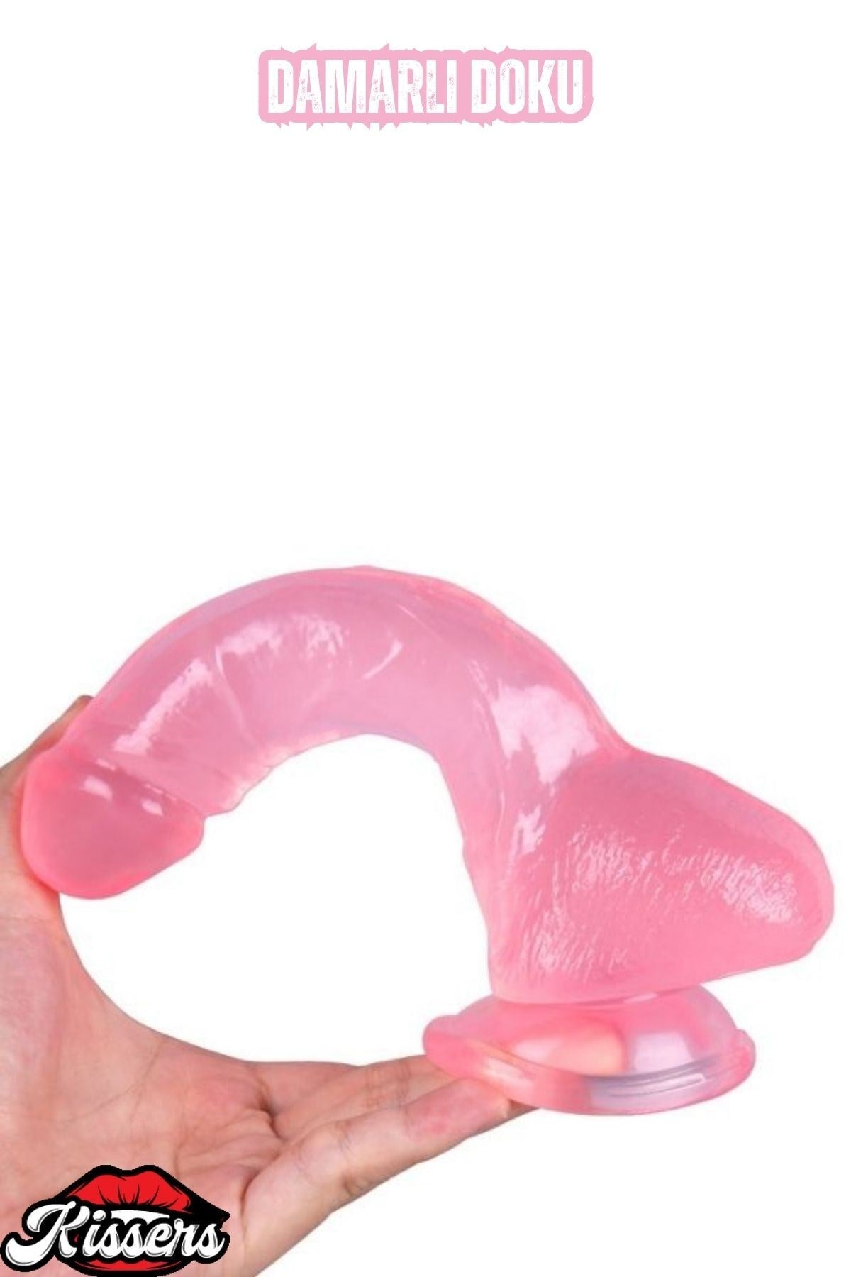 Ultra Realistik Damarlı Bükülebilir Vantuzlanabilir Jel Dokusunda Pembe Dildo Penis 18.8 Cm