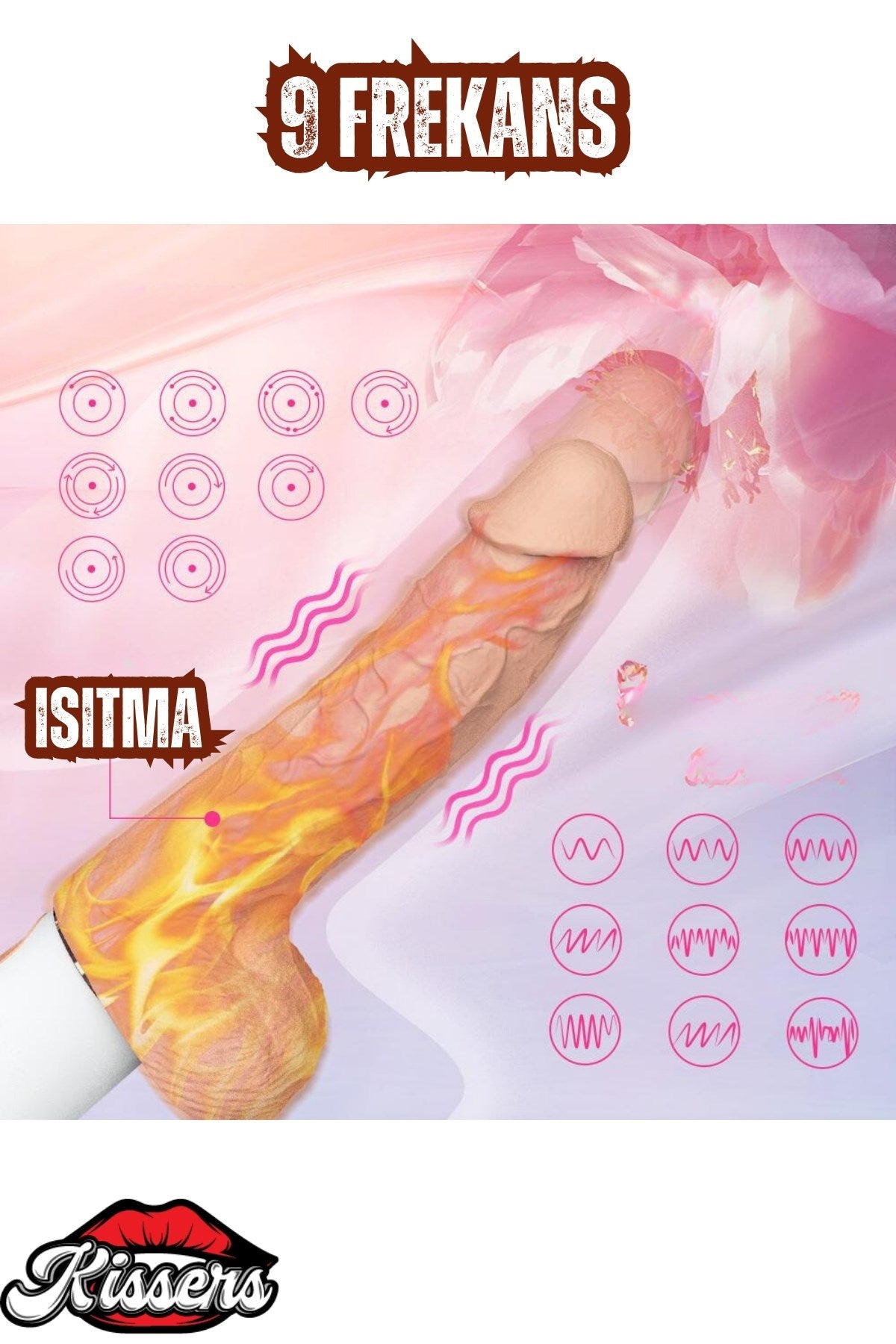 Sex Makinesi Vantuzlu Isıtmalı Titreşimli ve 360° Dönme Hareketli Yapay Penis Dildo Vibratör 24 Cm