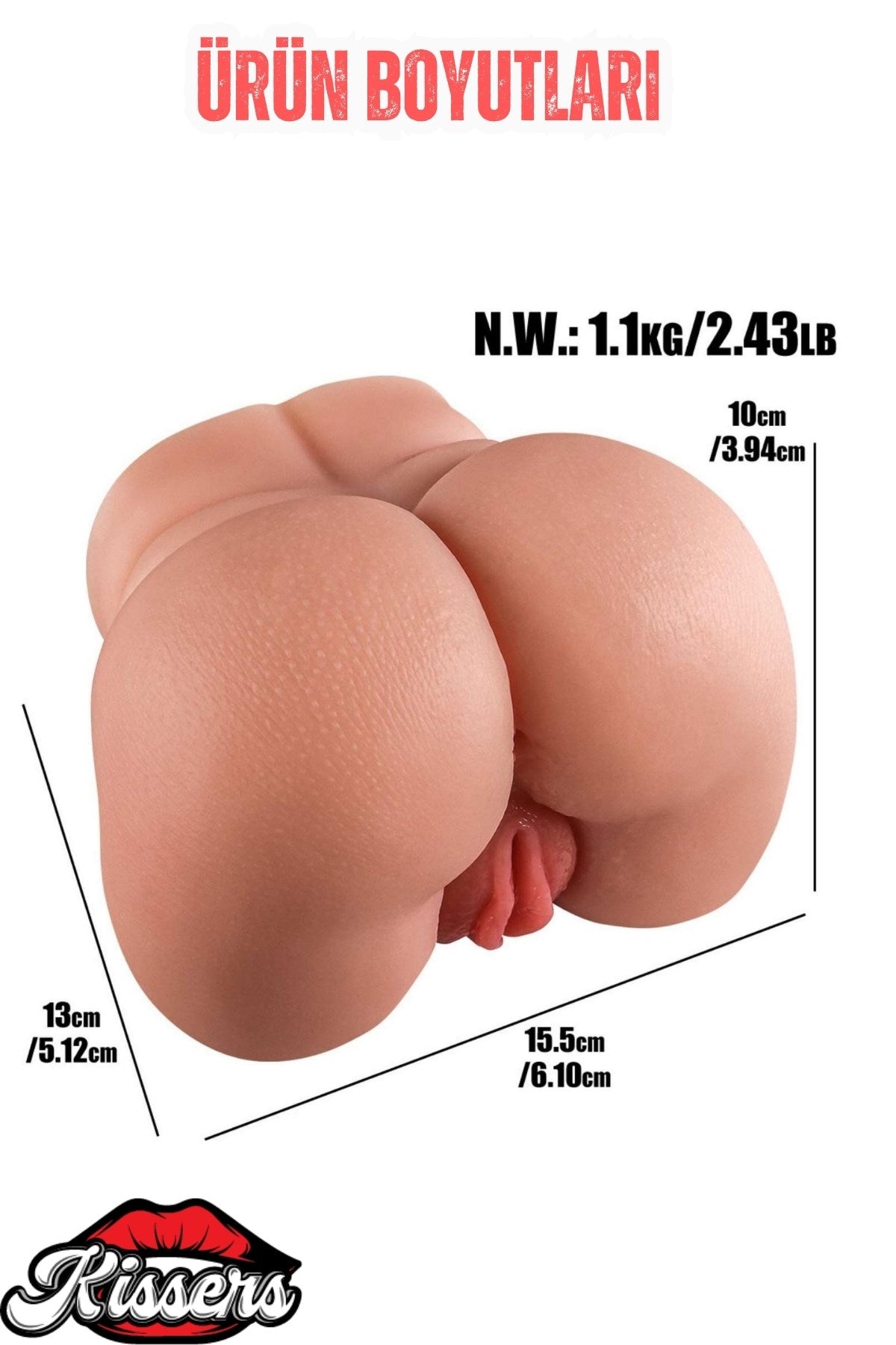 Gerçekçi Isıtmalı Titreşimli Realistik Çift Girişli Anal Vajinal Mastürbatör Manken Kalça 1.1 Kg