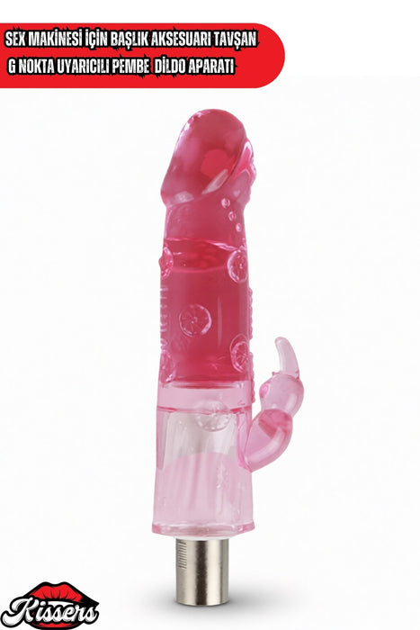 Sex Makinesi İçin 3XRL Uyumlu Tavşan G Nokta Uyarıcılı Pembe Penis Dildo Başlık 20 Cm