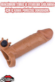 4.5 CM Dolgulu 17 CM Uzunluk Realistik Titreşimli Testisli Penis Kılıfı Melez