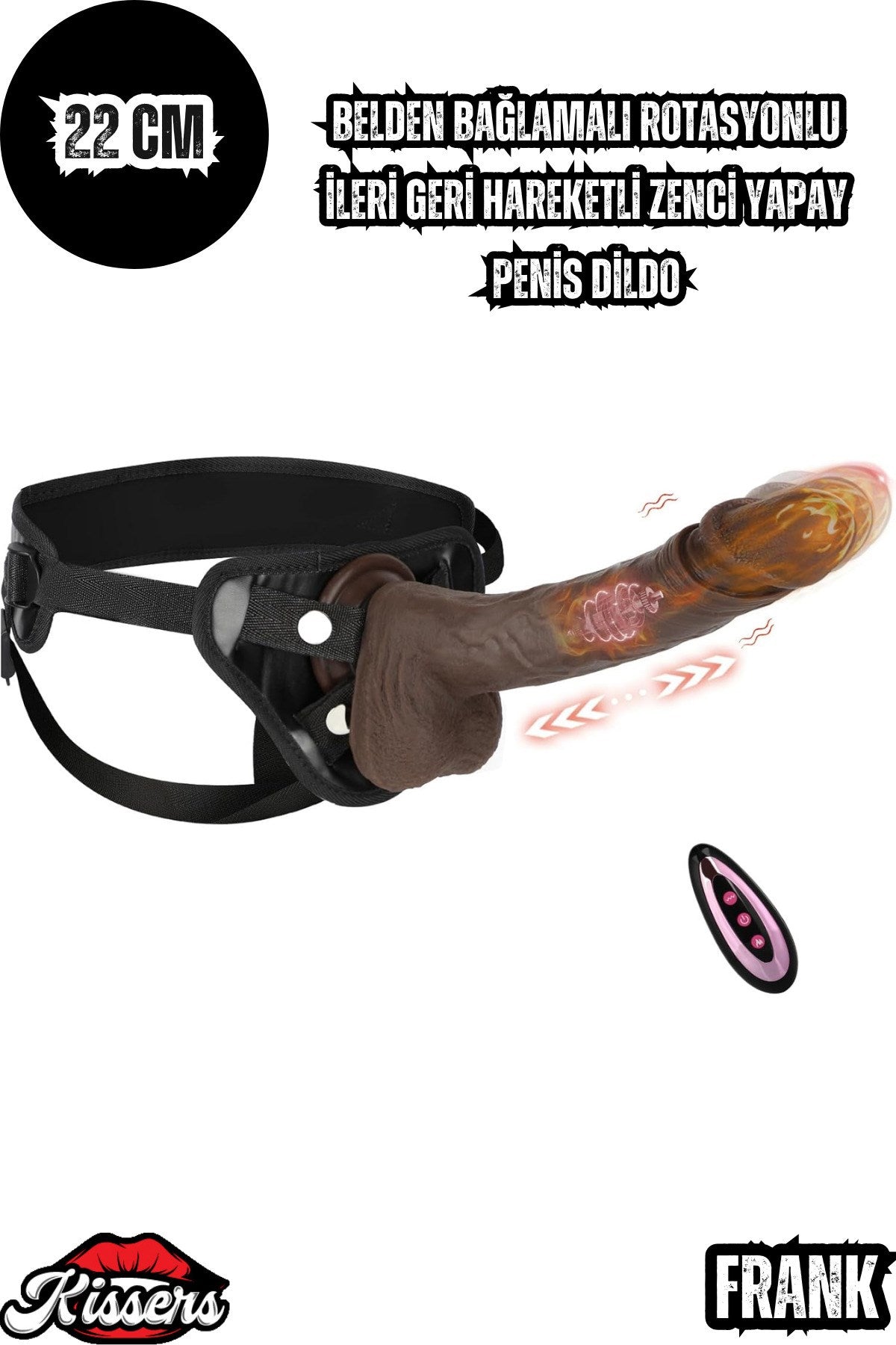 Belden Bağlamalı Rotasyonlu İleri Geri Hareketli Yapay Penis Dildo 22 CM