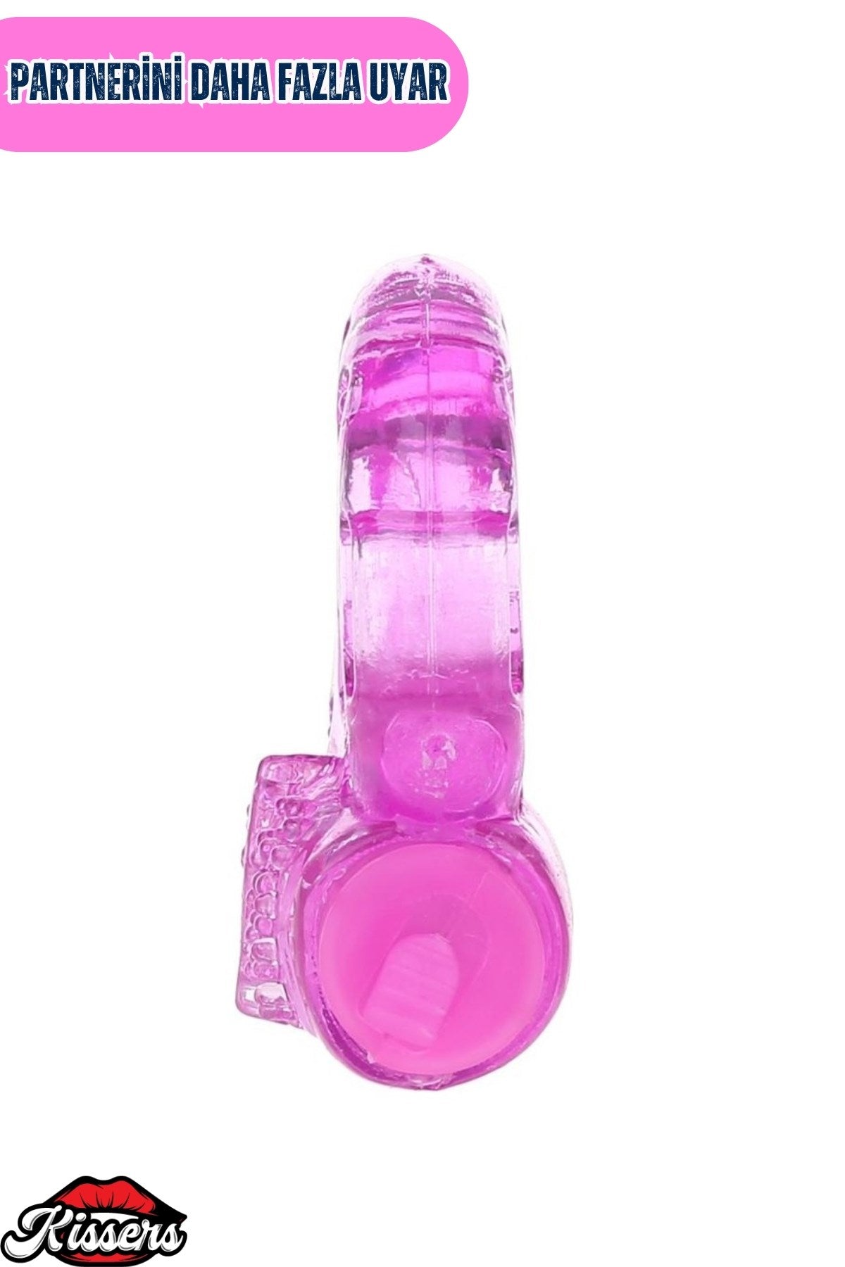 Klitoris Uyarıcılı Tırtıklı Titreşimli Silikon Pembe Penis Halkası