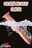 Oyuncak Gerçekçi Et Dokusunda Realistik Testissiz İnce Büyük Boy Penis Dildo 35 Cm