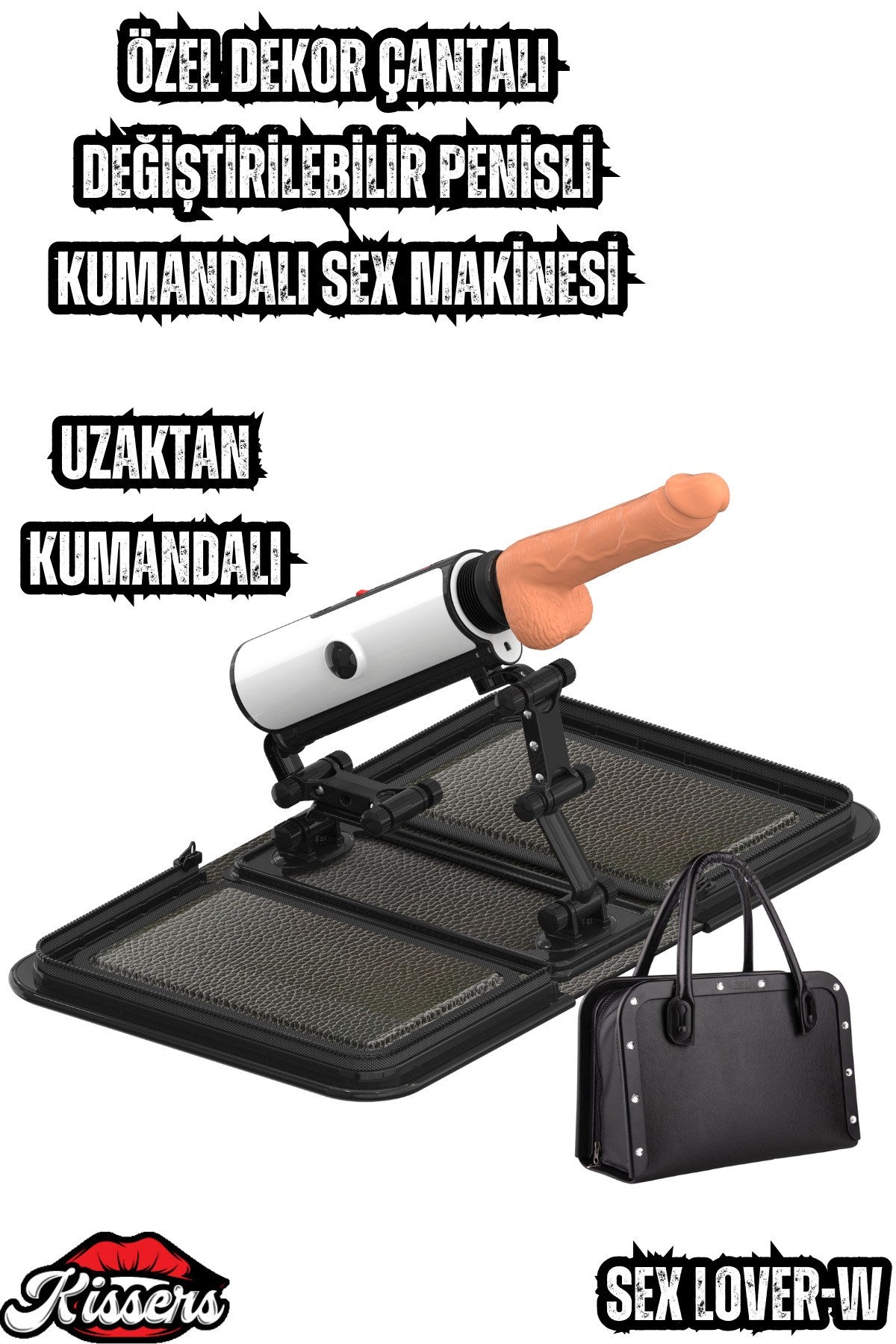 Özel Dekor Siyah Çantalı Değiştirilebilir Penisli Uzaktan Kumandalı Sex Makinesi