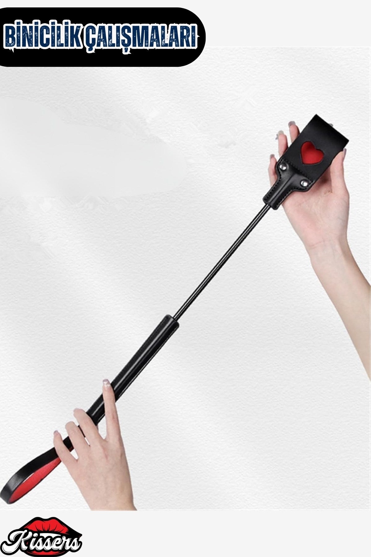 Bdsm Esnek Saplı Tutma Aparatlı Kalp Desenli At Kırbacı Deri Fantezi Kamçı Şaplak 64 Cm