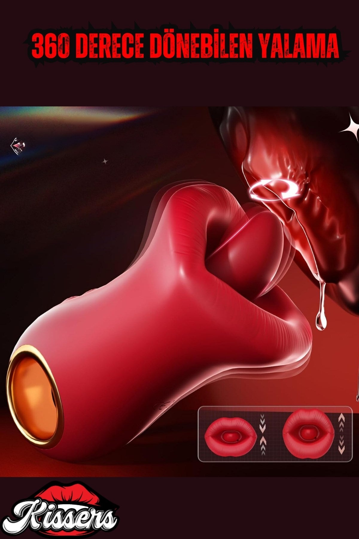 Cinsel Oyuncak Kadınlar Için Dudak Şeklinde Parmak Tutamaçlı Anal Vajinal 360° Derece Vibratör