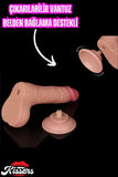 Çift Katmanlı Gerçekçi Kayar Deri Ultra Realistik Belden Bağlamalı Yapay Penis Dildo 17.5 Cm