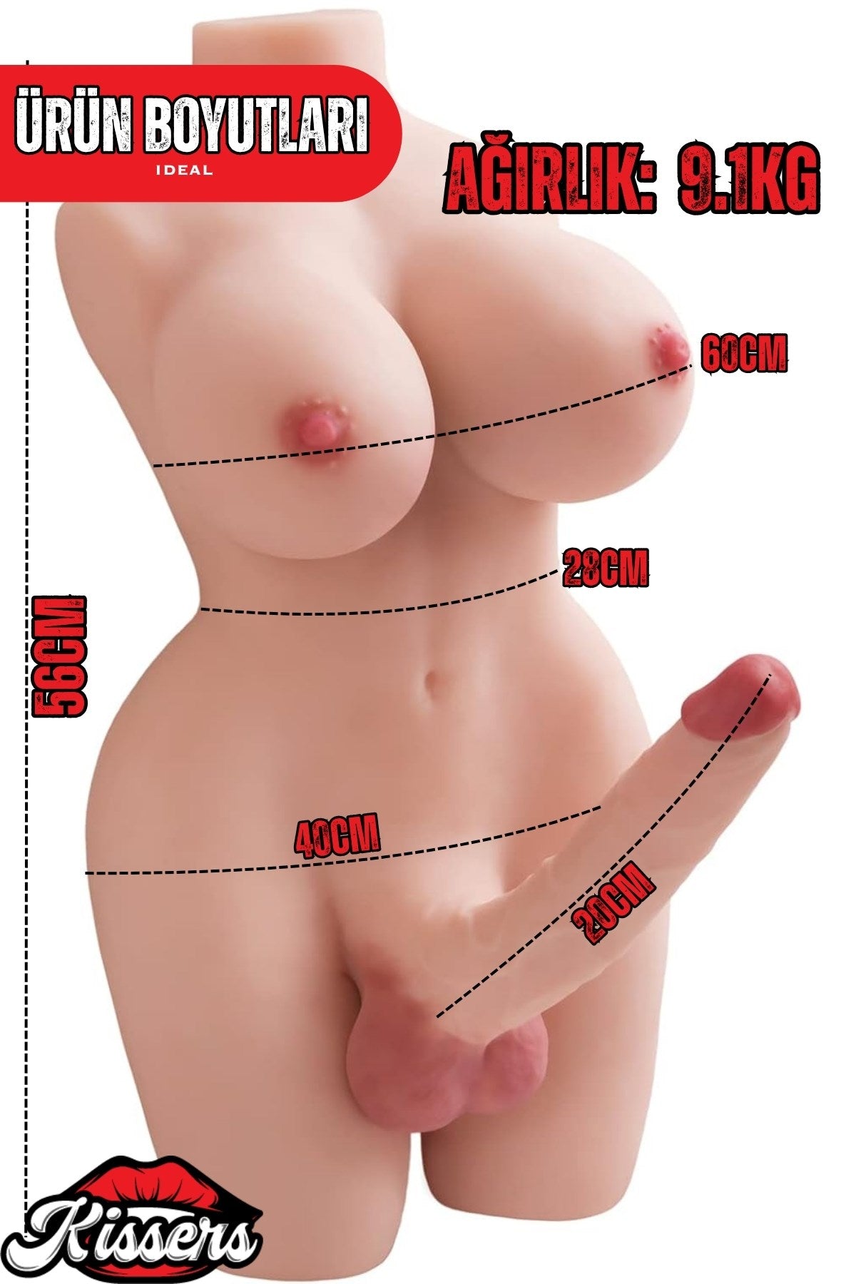 Erkek Trans  Beyaz Ten Yarım Vücut Realistik Manken  9 Kg