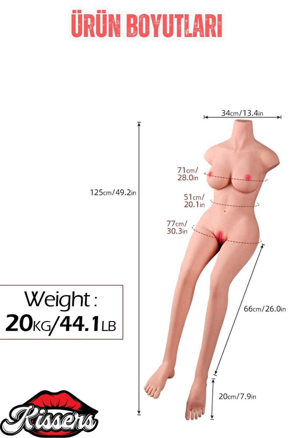 Gerçekçi Boyutlarda 20 Kg 1.25 Cm Boy Özellikli Yeni Nesil Isıtmalı Titreşimli Realistik Manken