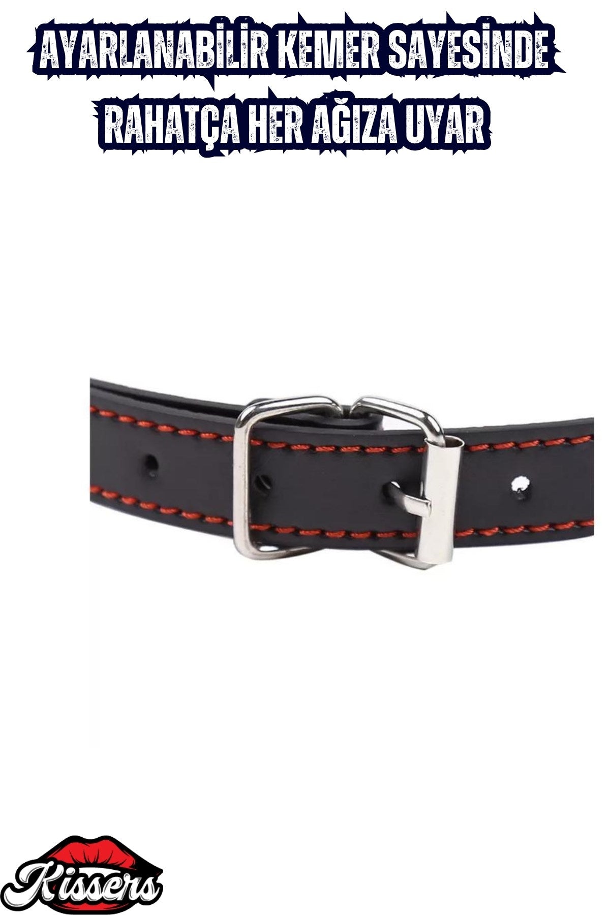 BDSM Deri Kemerli Yumuşak Silikon Kırmızı Köpek Kemiği Ağız Tıkacı