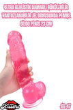 Ultra Realistik Damarlı Bükülebilir Vantuzlanabilir Jel Dokusunda Pembe Dildo Penis 23 Cm