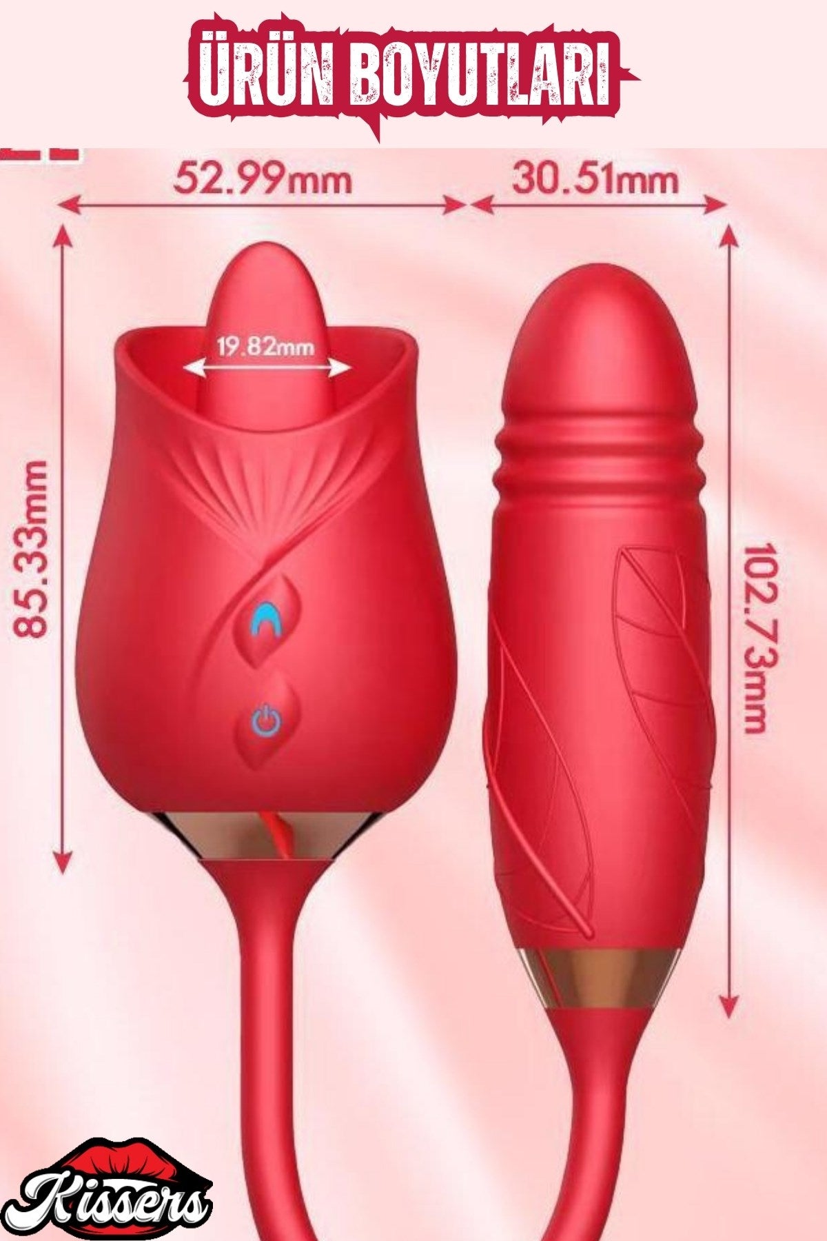 UNMATE Manyetik Şarjlı İleri Geri ve Dil Hareketli Gül Şeklinde Teleskopik Vibratör