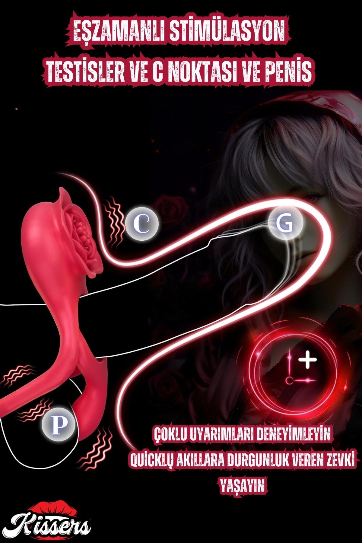 Cinsel Oyuncak Şarjlı Uzaktan Kumandalı Klitoris Uyarıcı Vibratör Testis ve Penis Halkası