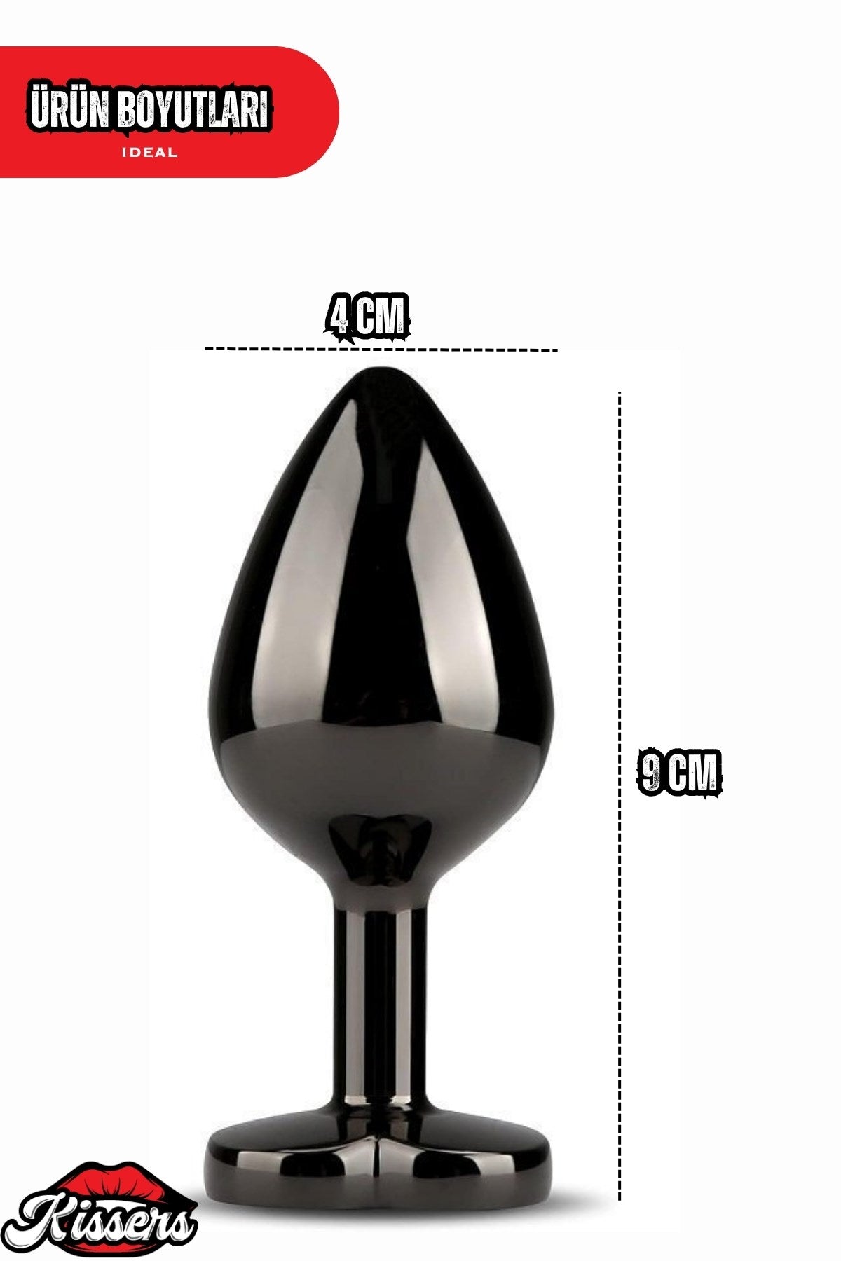 Paslanmaz Çelik  Siyah Kalpli Mor Mücevher Çıkarılabilir Taşlı 9 Cm Lüks Anal Plug  Ve Tıkaç