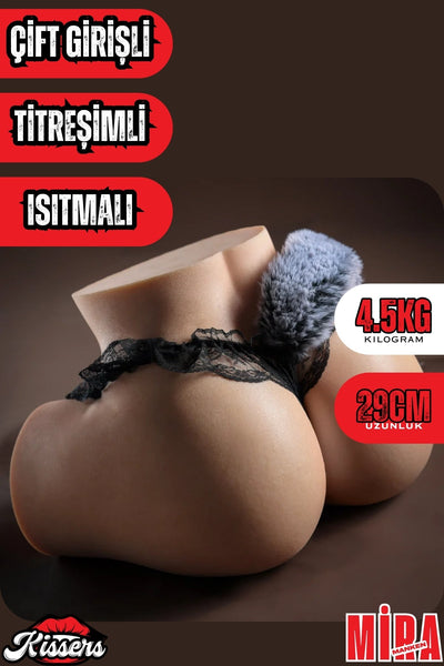 Yeni Nesil Anal Vajinal Titreşimli Isıtmalı 4.5 Kg 28 Cm Çift Girişli Ultra Realistik Kalça