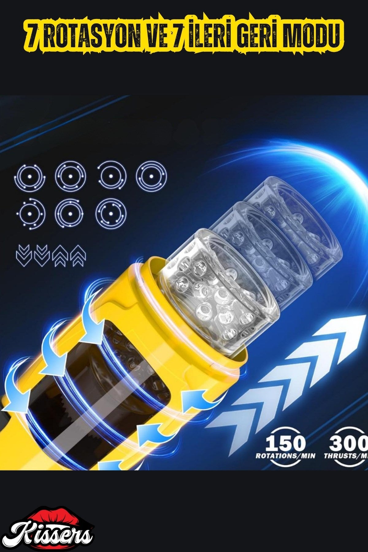 Tam Otomatik Vantuzlu Mastürbatör İleri Geri Hareketli Dönme Rotasyonlu Tırtıklı Elektrikli Vajina