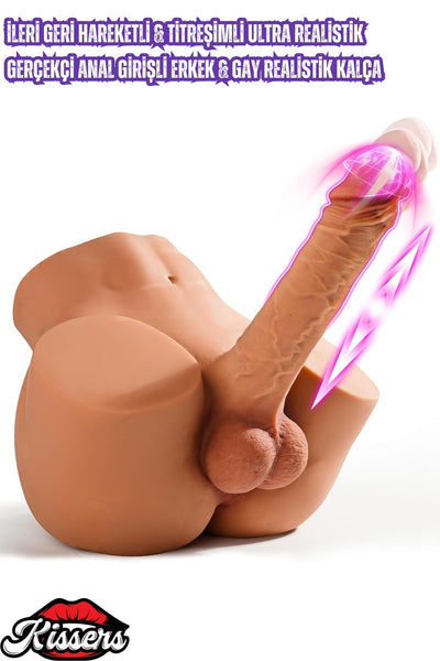İleri Geri Hareketli Titreşimli Ultra Realistik Gerçekçi Anal Girişli Erkek & Realistik Kalça