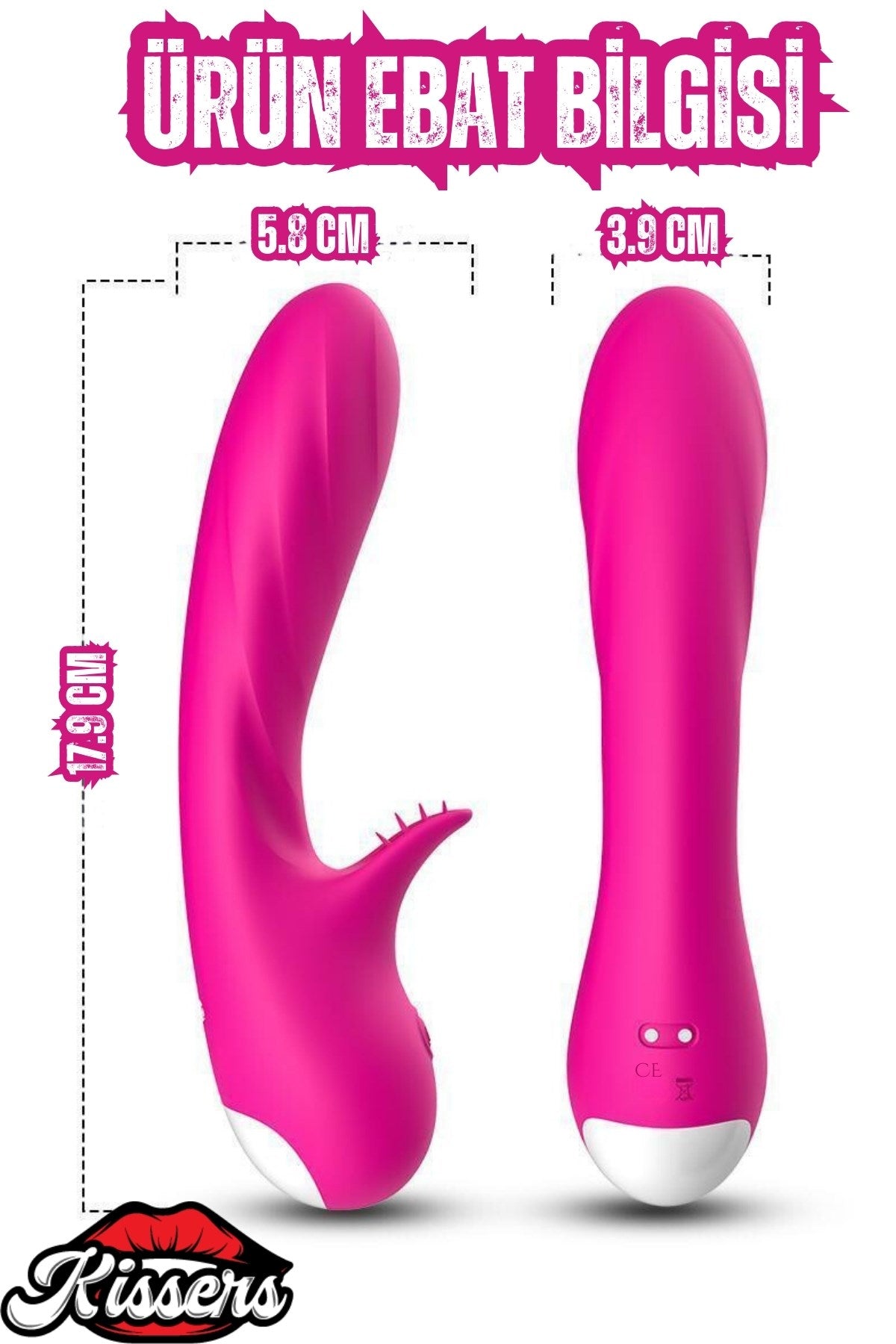 Cinsel Oyuncak Klitoris ve G Nokta Uyarıcılı Güçlü Titreşimli Sıvı Geçirmez Vibratör Pembe 18 Cm