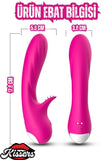 Cinsel Oyuncak Klitoris ve G Nokta Uyarıcılı Güçlü Titreşimli Sıvı Geçirmez Vibratör Pembe 18 Cm