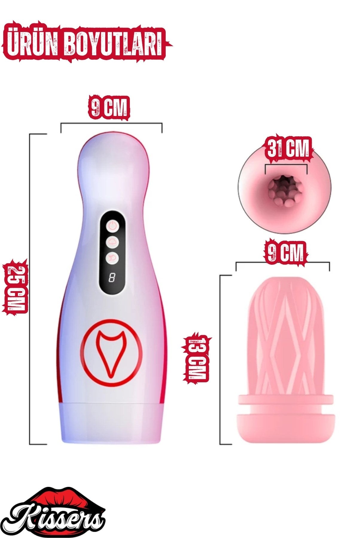 Emiş Modlu Titreşimli Kulaklı İnleme Sesli Rotasyonlu Vajina Girişli Şarjlı Tam Otomatik Mastürbatör