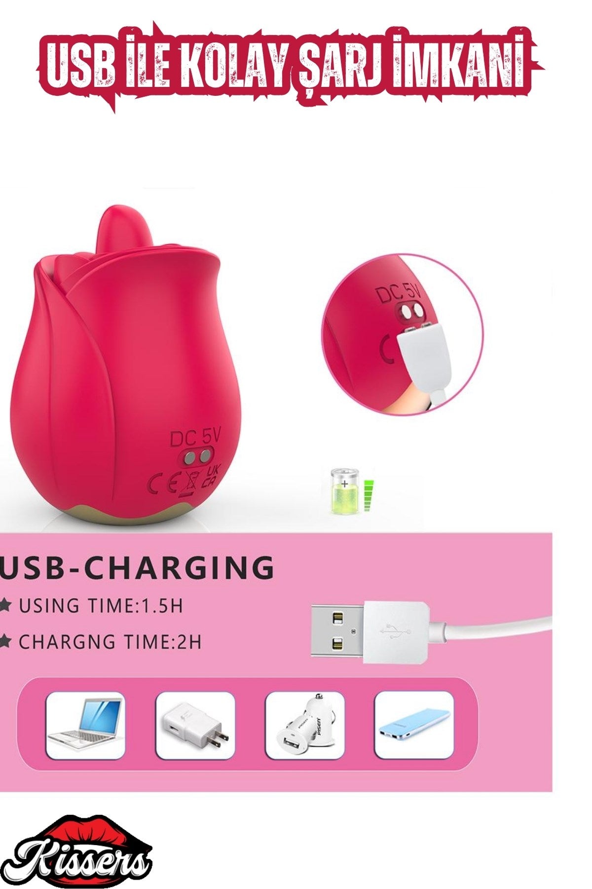 Rose Şarjlı Yeni Nesil Güçlü Titreşim Dil Yalama Hareketli Klitoris Uyarıcı Gül Vibratör