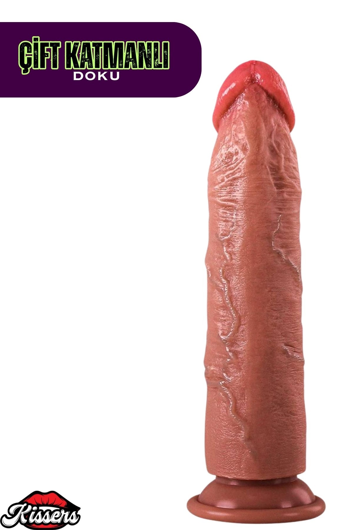 Ultra Yumuşak Damarlı Doku Çift Katmanlı Silikon Gerçekçi Testissiz Dildo Penis 22 Cm Hardry