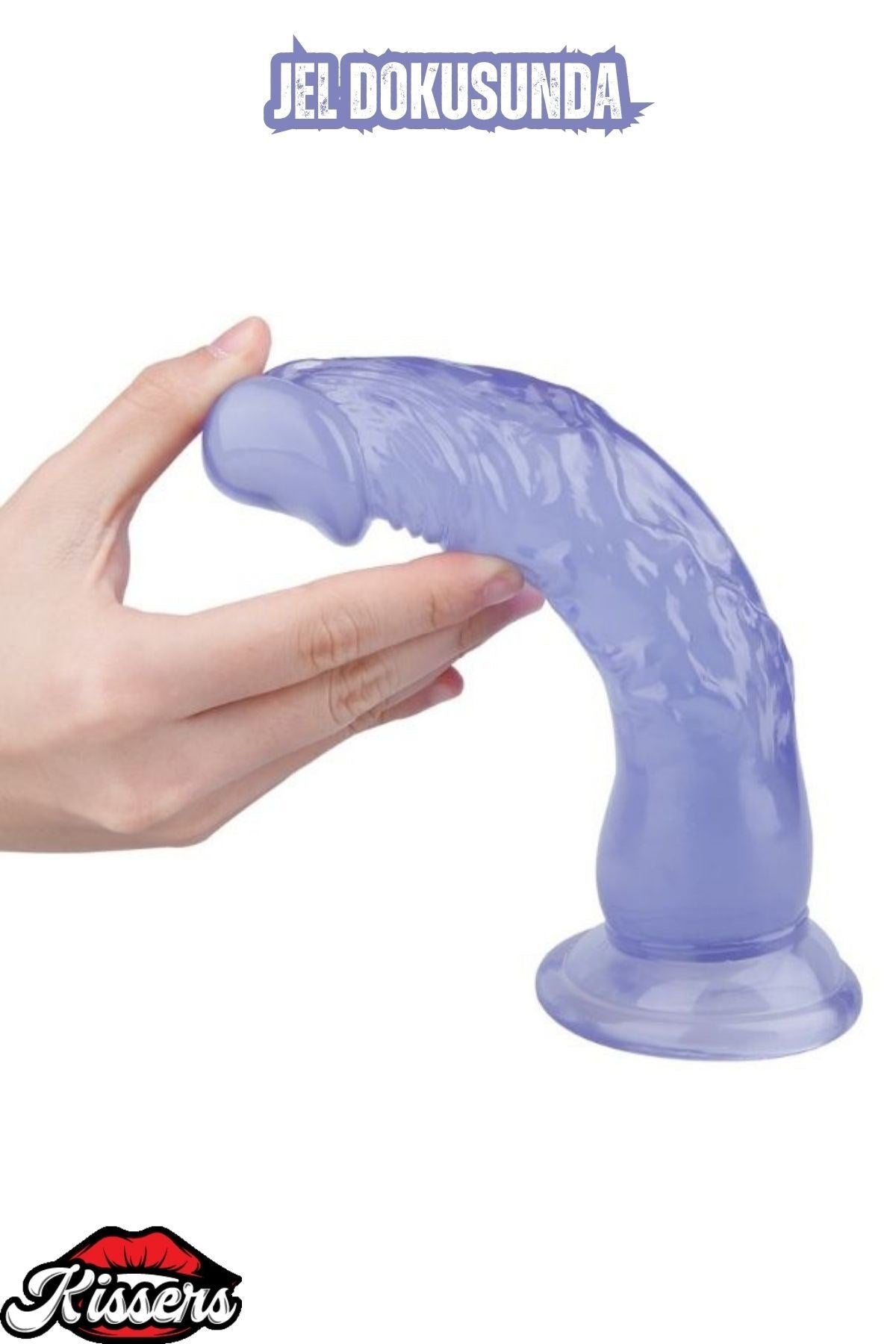Ultra Realistik Damarlı Bükülebilir Vantuzlanabilir Jel Dokusunda Mavi Dildo Penis 20 Cm