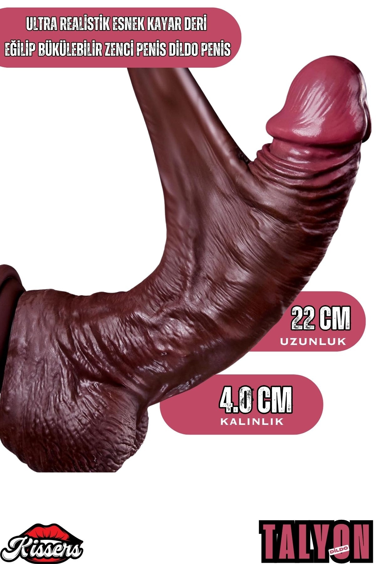 Ultra Realistik Esnek Kayar Deri Eğilip Bükülebilir Ten Dildo 22 Cm
