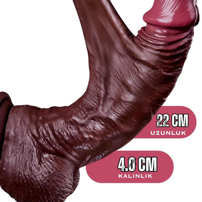 Ultra Realistik Esnek Kayar Deri Eğilip Bükülebilir Ten Dildo 22 Cm