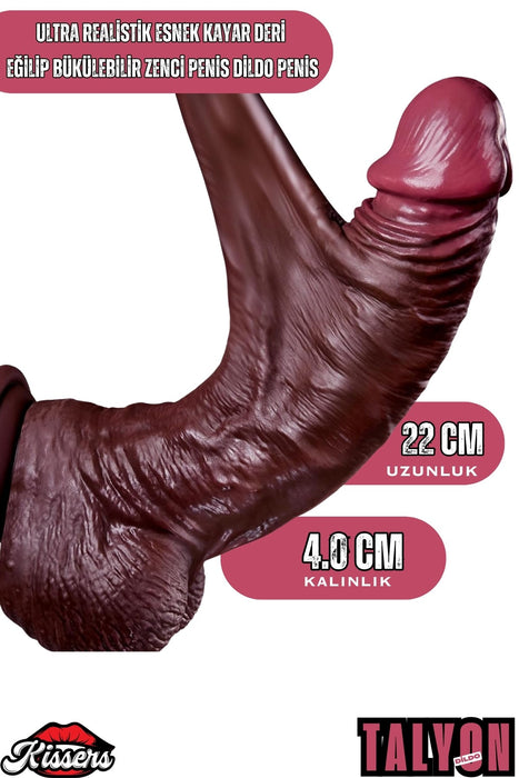 Ultra Realistik Esnek Kayar Deri Eğilip Bükülebilir Ten Dildo 22 Cm