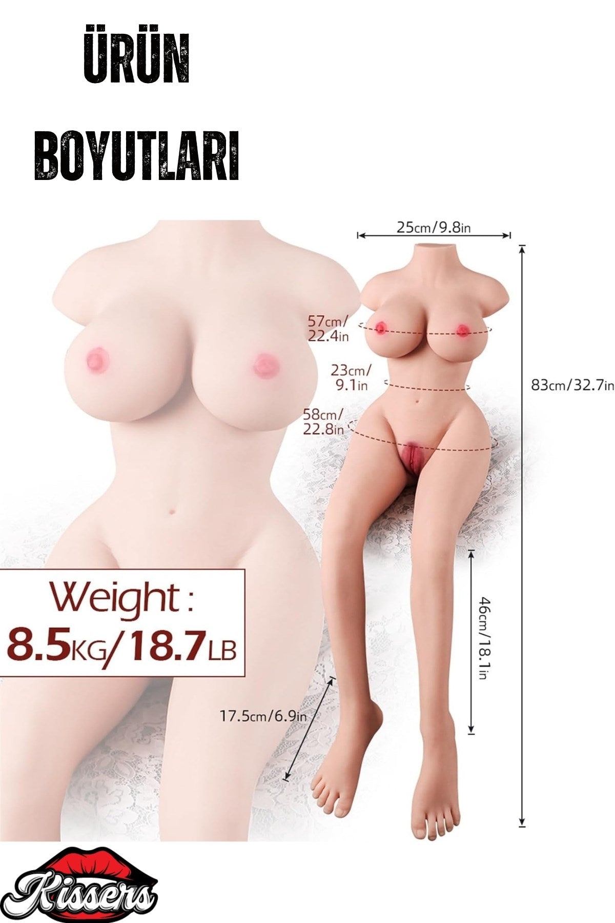 Cinsel Oyuncak Gerçekçi Büyük Boy Silikon Type Pozisyon Işlevli Çift Girişli Realistik Manken 9 Kg
