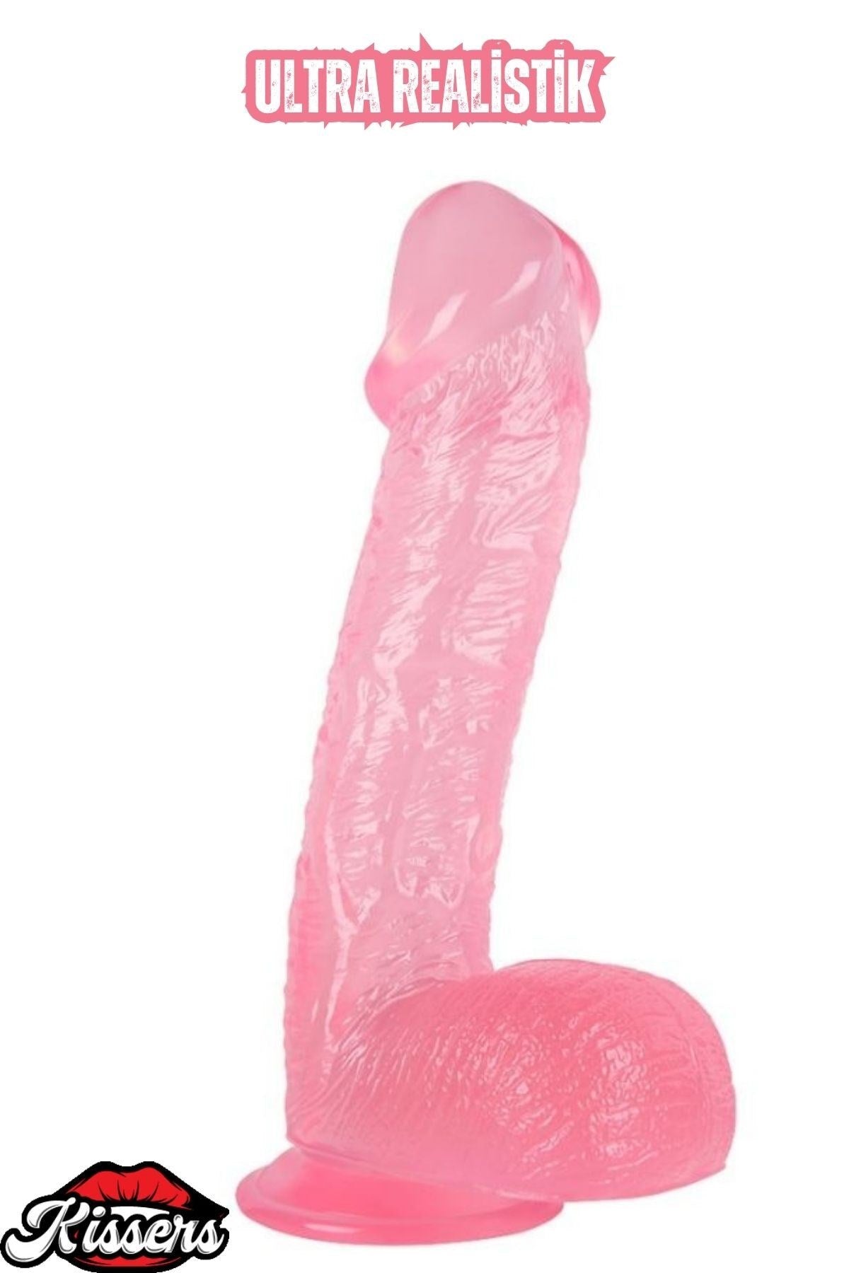 Ultra Realistik Damarlı Bükülebilir Vantuzlanabilir Jel Dokusunda Pembe Dildo Penis 28 Cm