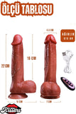 Uzaktan Kumandalı Isıtmalı İleri Geri Hareketli Rotasyonlu Realistik Ten Rengi Penis Dildo 22 Cm
