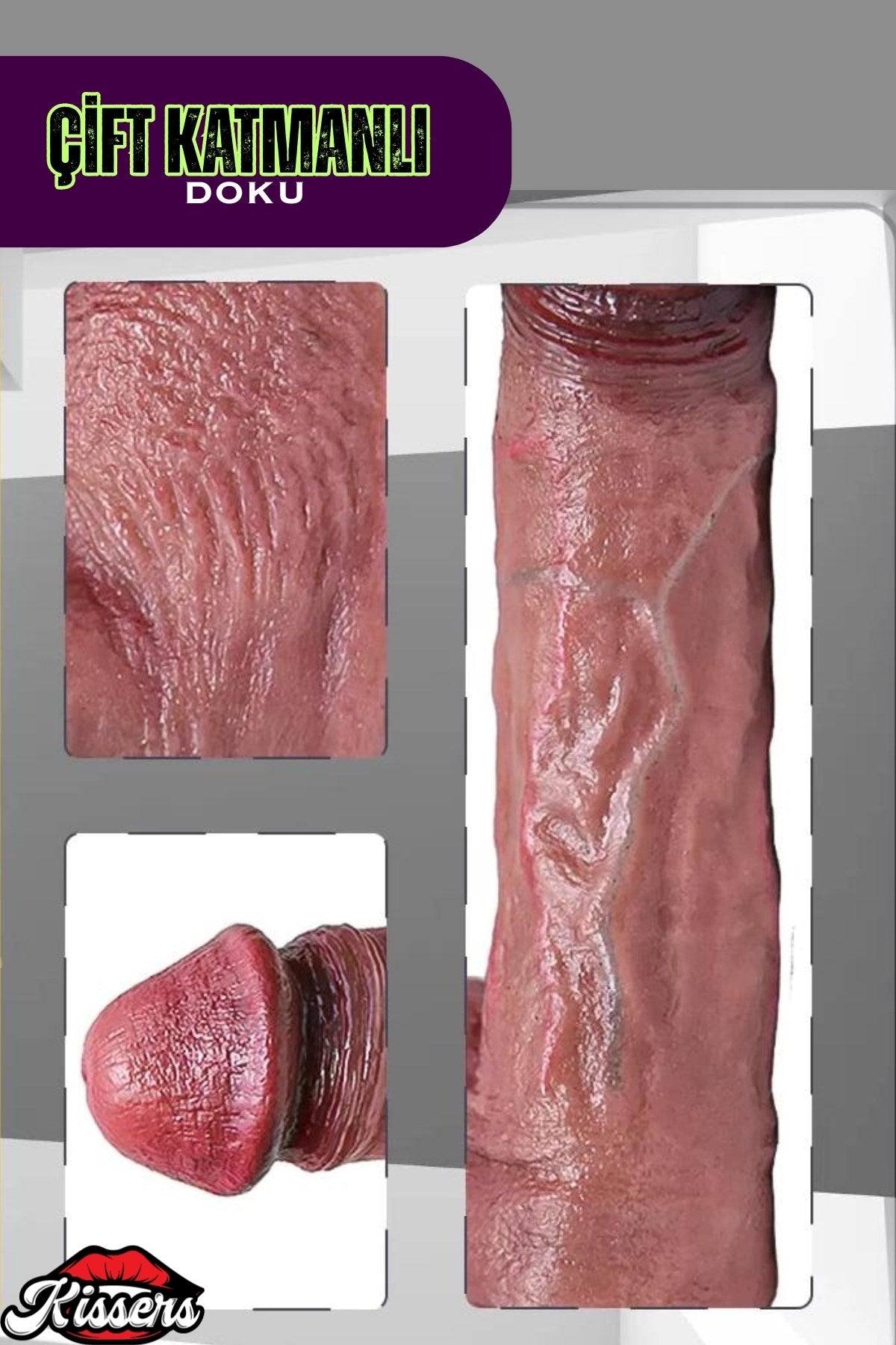 Ultra Yumuşak Damarlı Doku Çift Katmanlı Silikon Gerçekçi Testisli Melez Dildo Penis 22 Cm Robert