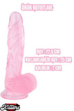 Ultra Realistik Damarlı Bükülebilir Vantuzlanabilir Jel Dokusunda Pembe Dildo Penis 22.5 Cm