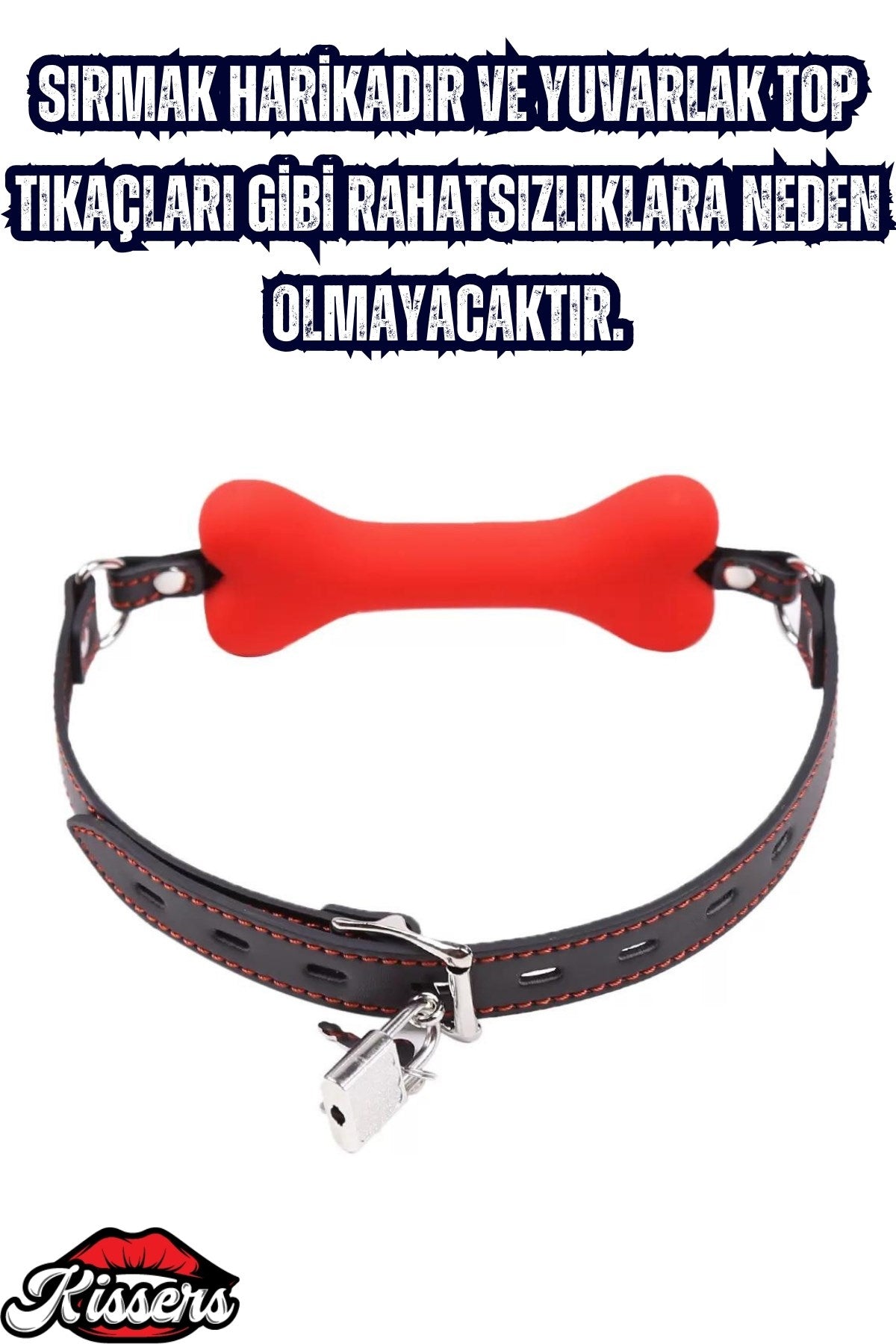 BDSM Deri Kemerli Yumuşak Silikon Kırmızı Köpek Kemiği Ağız Tıkacı