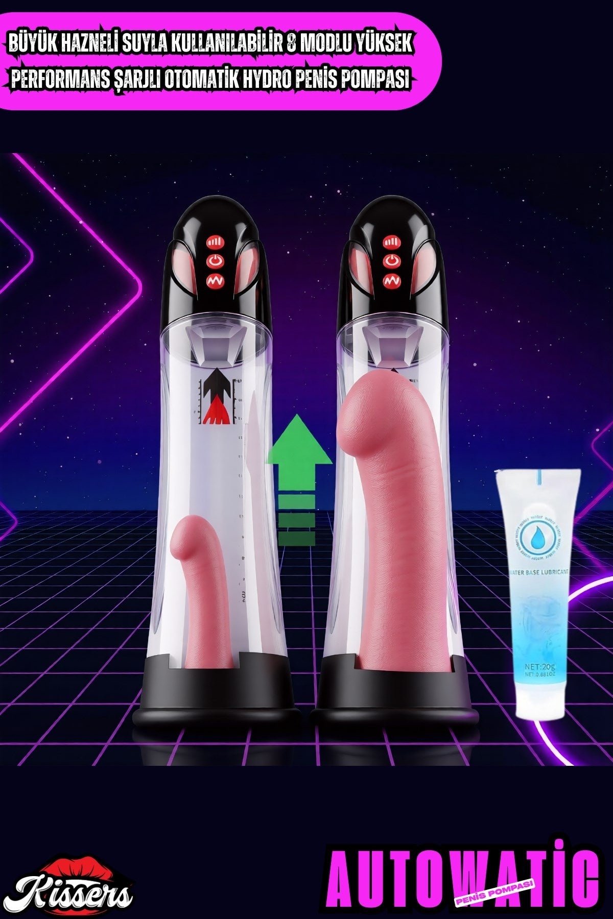 Büyük Hazneli Suyla Kullanılabilir 8 Modlu Yüksek Performans Şarjlı Otomatik Hydro Penis Pompası