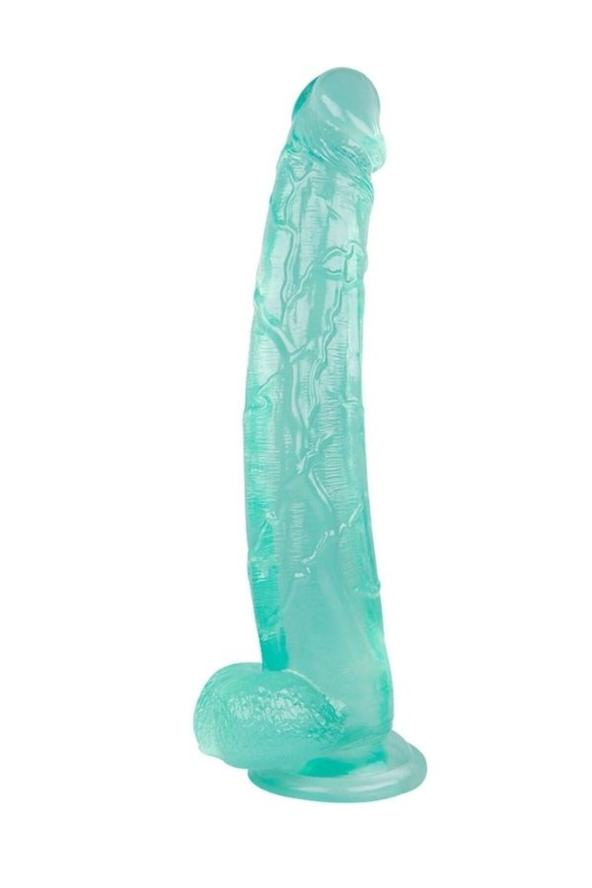 Ultra Realistik Eğilip Bükülebilir G Noktası Ve Klitoris Uyarıcı Dev Jel Yeşil Penis Dildo 30 Cm