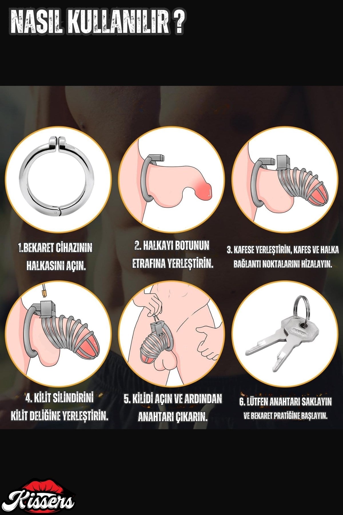 Chastity Cock Cage Erkek Bekaret Gümüş Renk Çelik Penis Esaret Kafesi